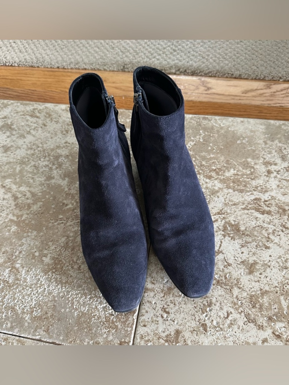 Aquatalia Navy Suede Ankle Boots